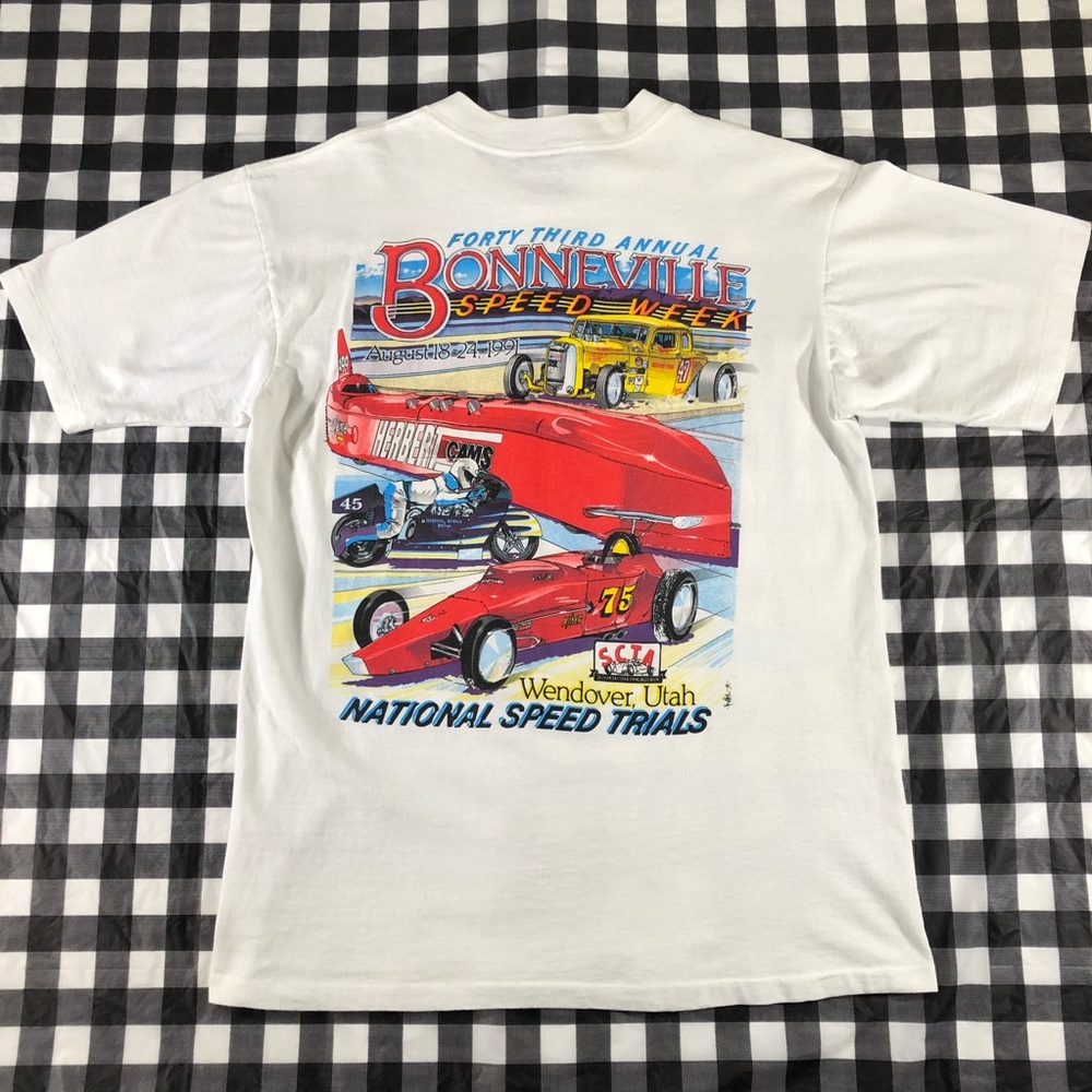 Bonneville Top Speed Week Bike Car Racing 1991 Tee - Picture 1 of 8